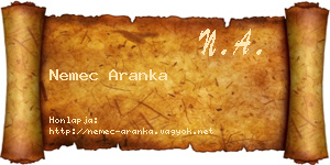 Nemec Aranka névjegykártya